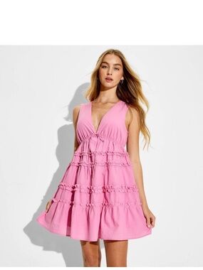 Wild Fable Rose Pink Mini Tiered Ruffle Babydoll Dress